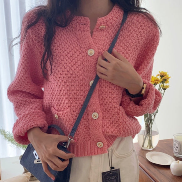 LD 110 Macey Knit Wool Pink Cardigan Korea Fairlady