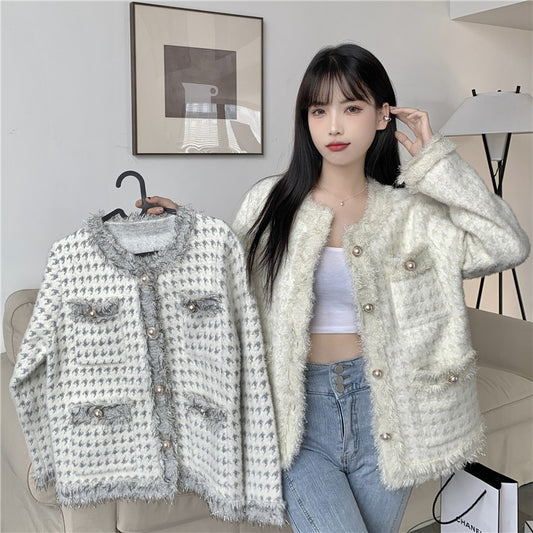 LD 98 BIG Morana Fur Gray & White Blazer Korea Fairlady