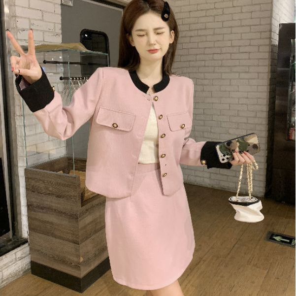 LD 116 BIG SIZE Winny Pink Tweed Set Top+Skort Fairlady 122