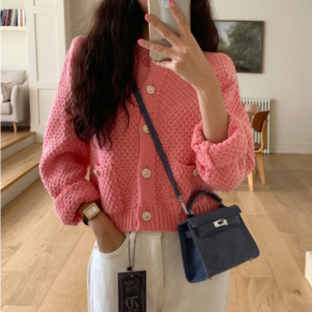 LD 110 Macey Knit Wool Pink Cardigan Korea Fairlady