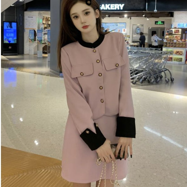 LD 116 BIG SIZE Winny Pink Tweed Set Top+Skort Fairlady 122