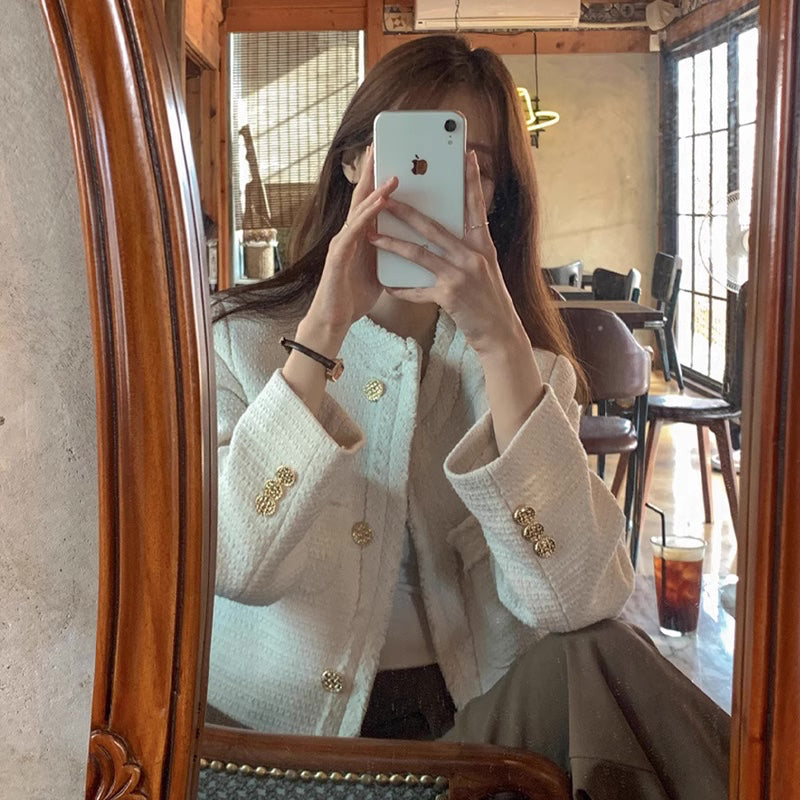 Tomomi Broken White Tweed Blazer Korea Fairlady