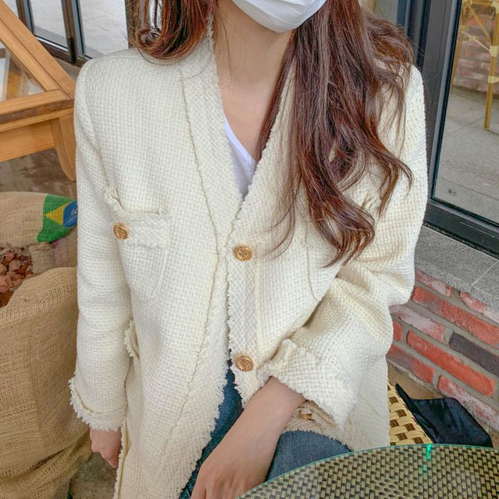 LD 100 Thera V-Neck Tweed Blazer Korea Fairlady