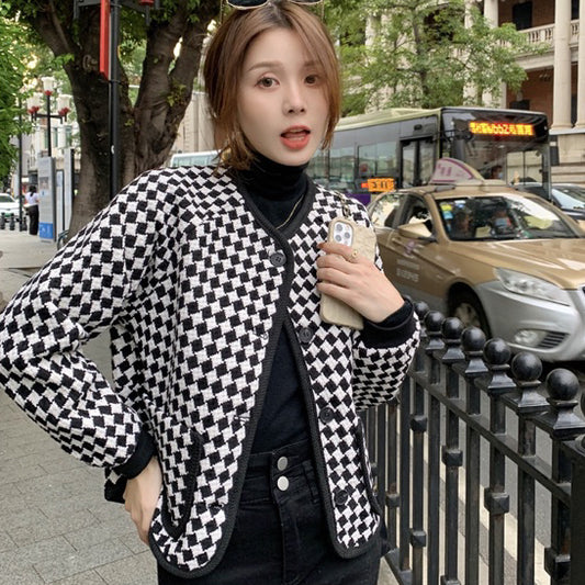 LD 112 BIG SIZE Ferra B&W Tweed Blazer Korea Fairlady