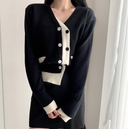 LD 102 Louella Black Knit Wool Cardigan Sweater Korea Fairlady