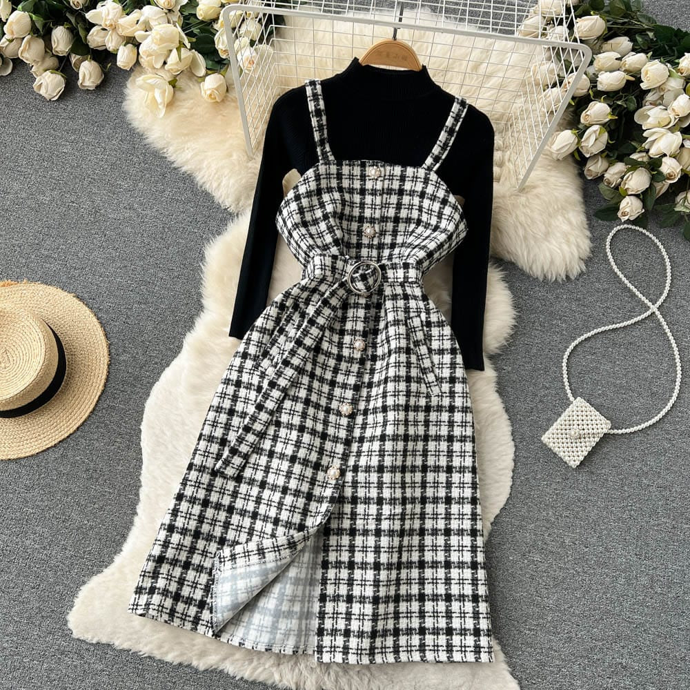 LD 94 Catherine Tweed Set Dress+Inner Korea Fairlady