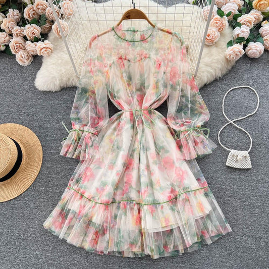 Satella Floral Chiffon Dress Korea Fairlady