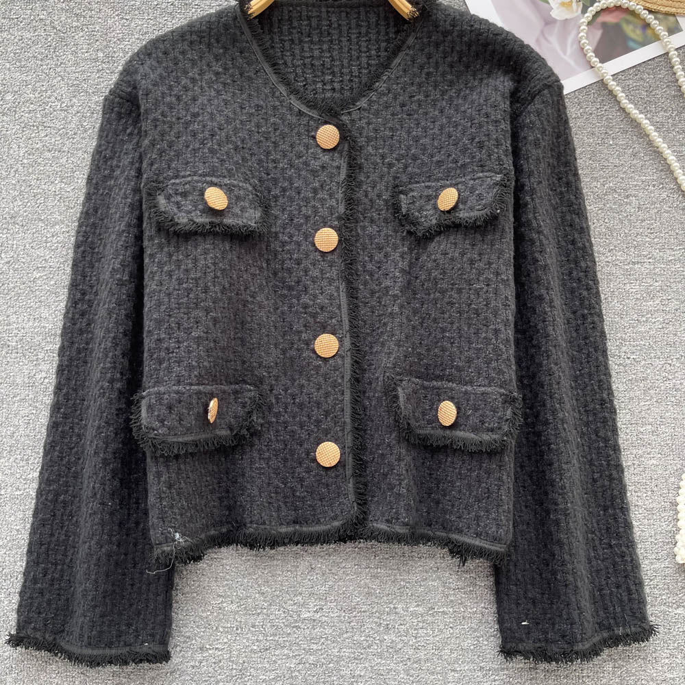 LD 100 Agata Black Tweed Blazer Korea Fairlady