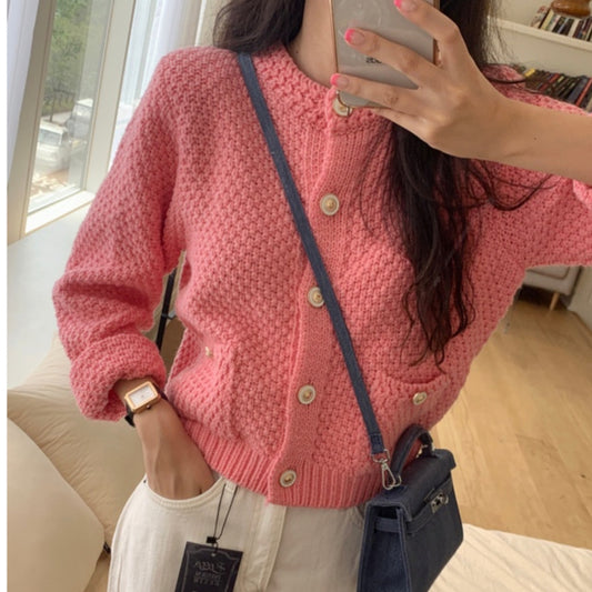 LD 110 Macey Knit Wool Pink Cardigan Korea Fairlady