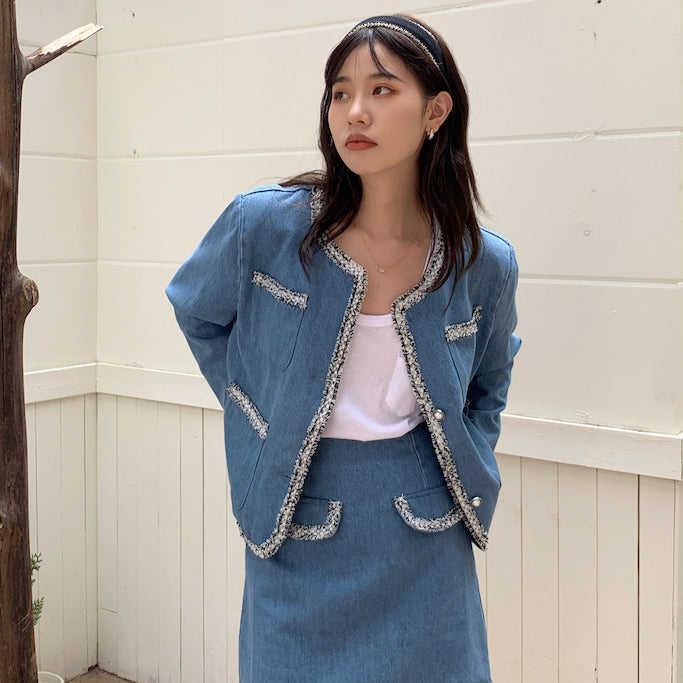 Runa Denim Set Top+Skirt