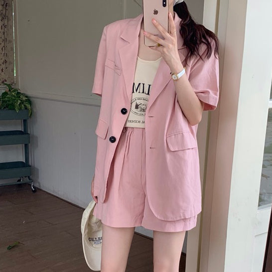 LD 104 Krys Set Pink Blazer+Shorts Fairlady 133