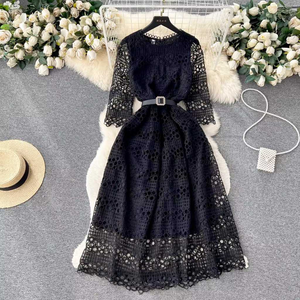 [READY STOCK] LD 92-102 Bella Brukat Dress+Belt Pesta Korean Style Premium Fairlady_id 152