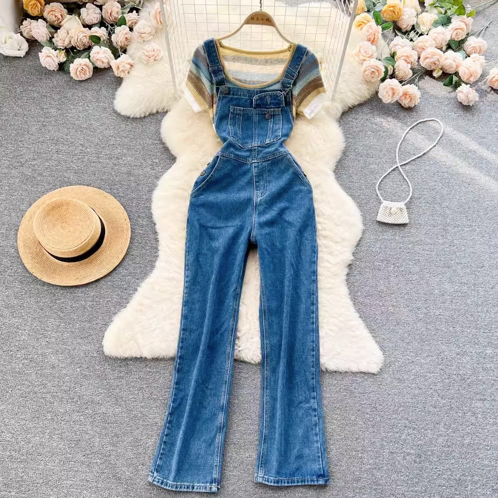 LD 100/84 Janice Set Knit Top+Jumper Denim Jeans Fairlady 158