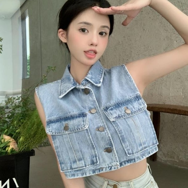 LD 96 Nika Denim Crop Top Vest Fairlady 136