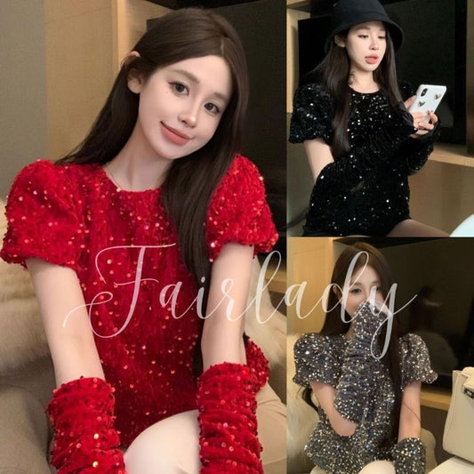 [READY] LD 92-94 Merry Sequin Party Top Atasan Pesta Wanita Korean Style Premium Fairlady_id 18/05