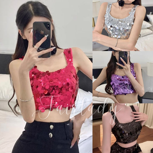 [READY STOCK] LD 80-88 Lunala Sequin Party Crop Top Korean Style Premium Fairlady 10