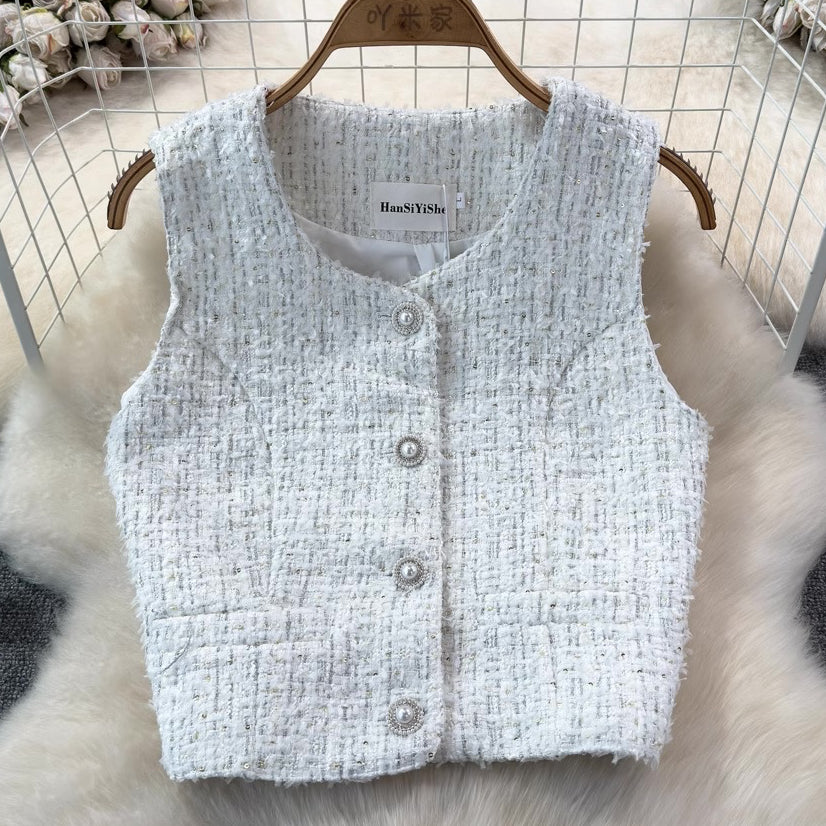 [READY STOCK] LD 92 Erica Tweed Vest Korean Style Premium Fairlady 16/07