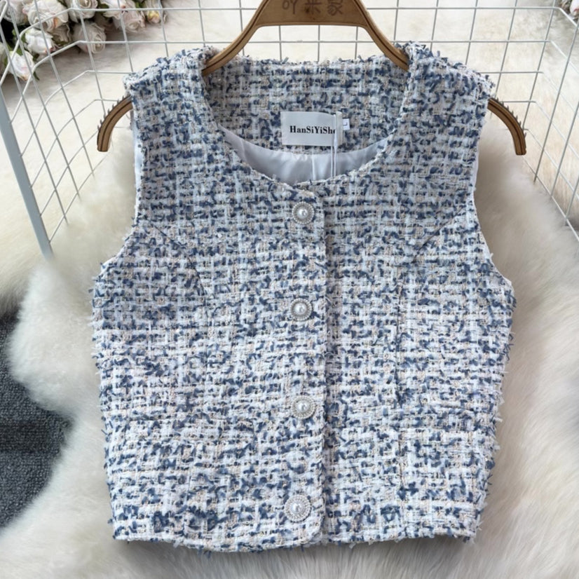 [READY STOCK] LD 92 Erica Tweed Vest Korean Style Premium Fairlady 16/07