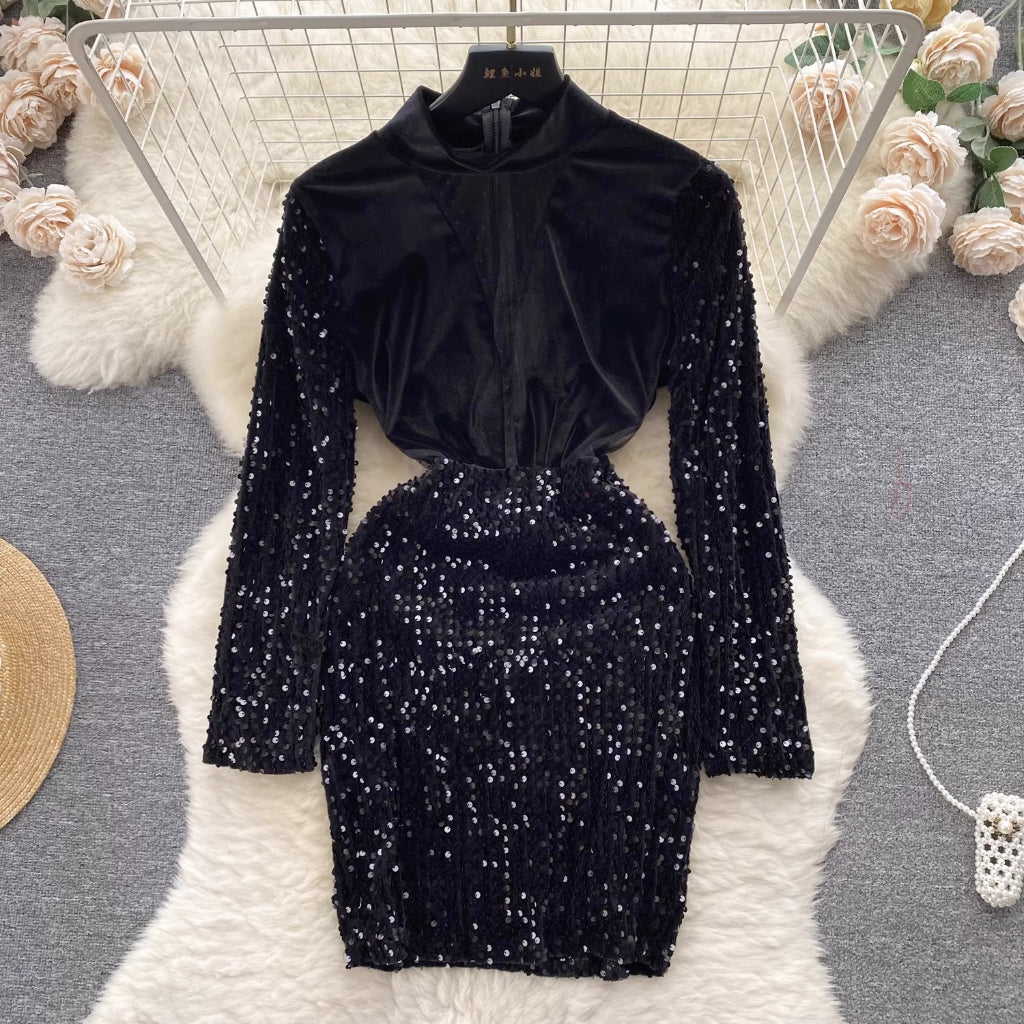 LD 90-100 Lauren Velvet Sequin Mini Dress