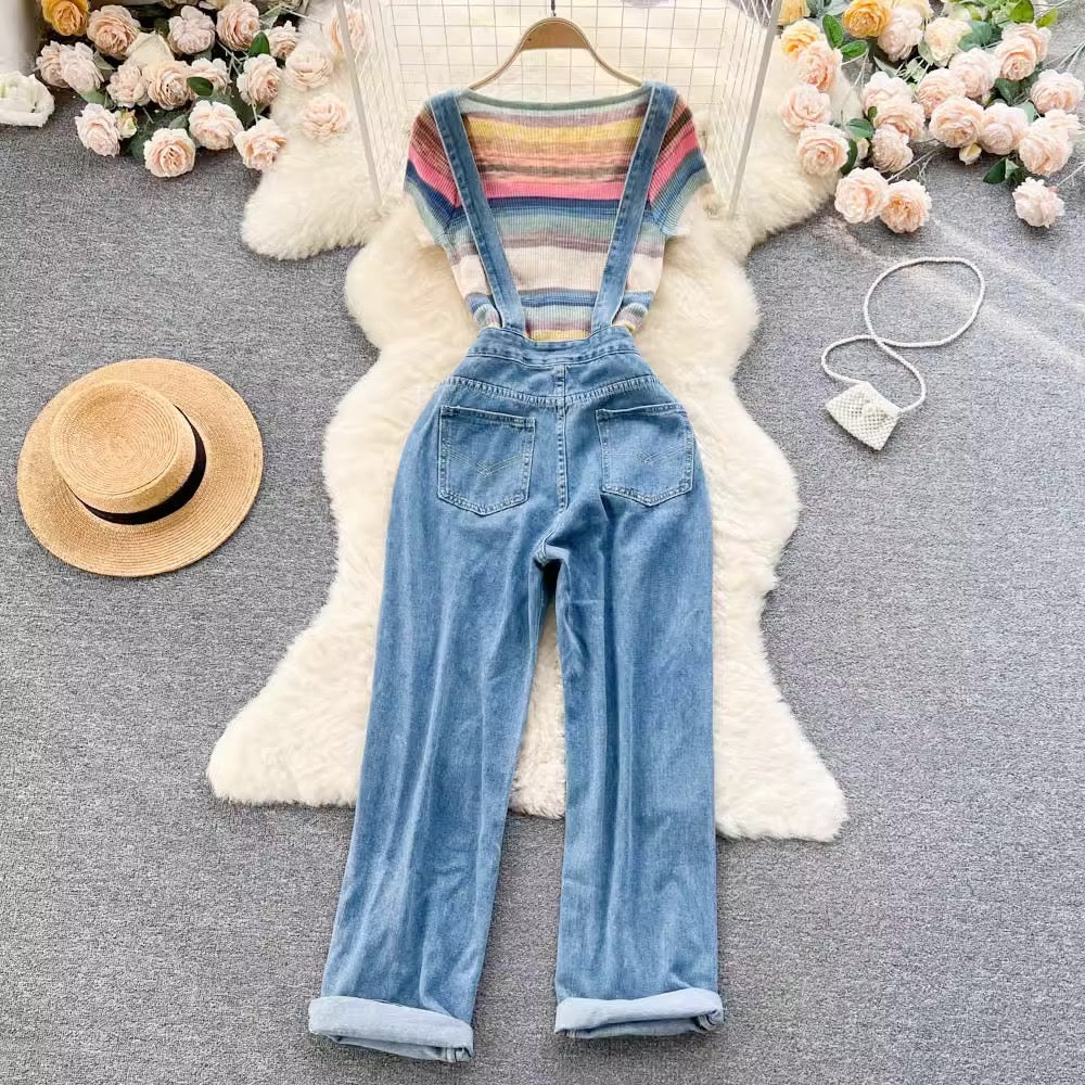 LD 100/84 Janice Set Knit Top+Jumper Denim Jeans Fairlady 158