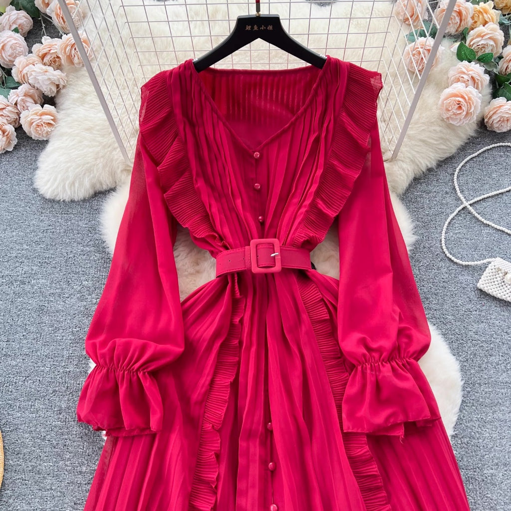 LD 96 Lilia Chiffon Ruffle Dress Lengan Panjang Fairlady 170