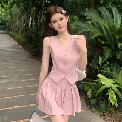 LD 86-88 Erian Pink Tweed Set Top+Skirt Fairlady 166