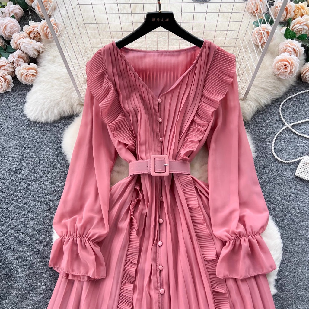 LD 96 Lilia Chiffon Ruffle Dress Lengan Panjang Fairlady 170