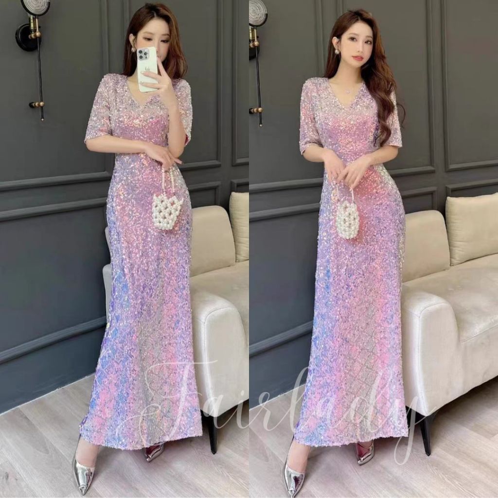 [READY] LD 76-94 Helen Sequin Maxi Dress Gaun Pesta Fairlady 170