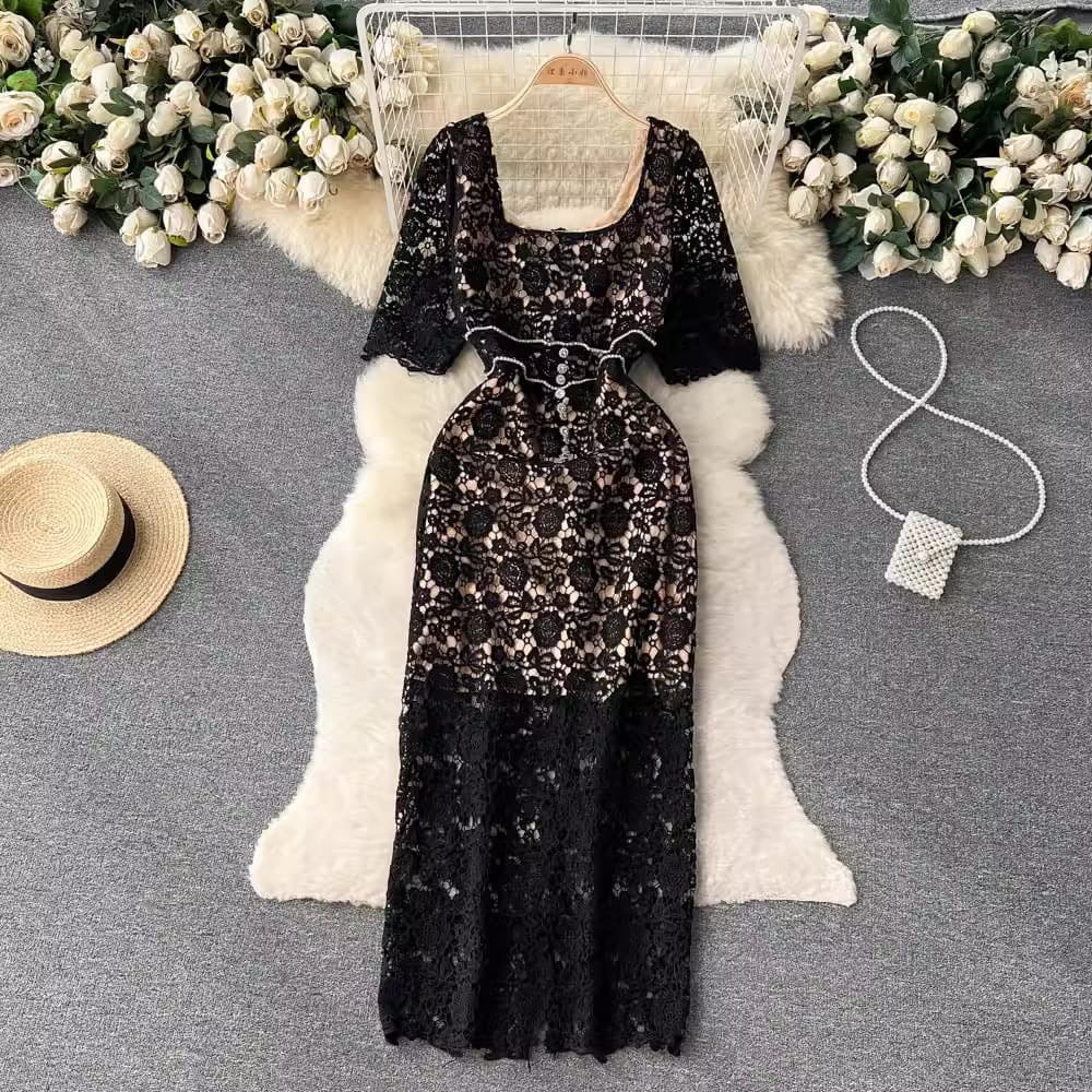 [READY STOCK] LD 90-92 Erica Brukat Dress Diamond Cangkang Korean Style Premium Fairlady 20/2