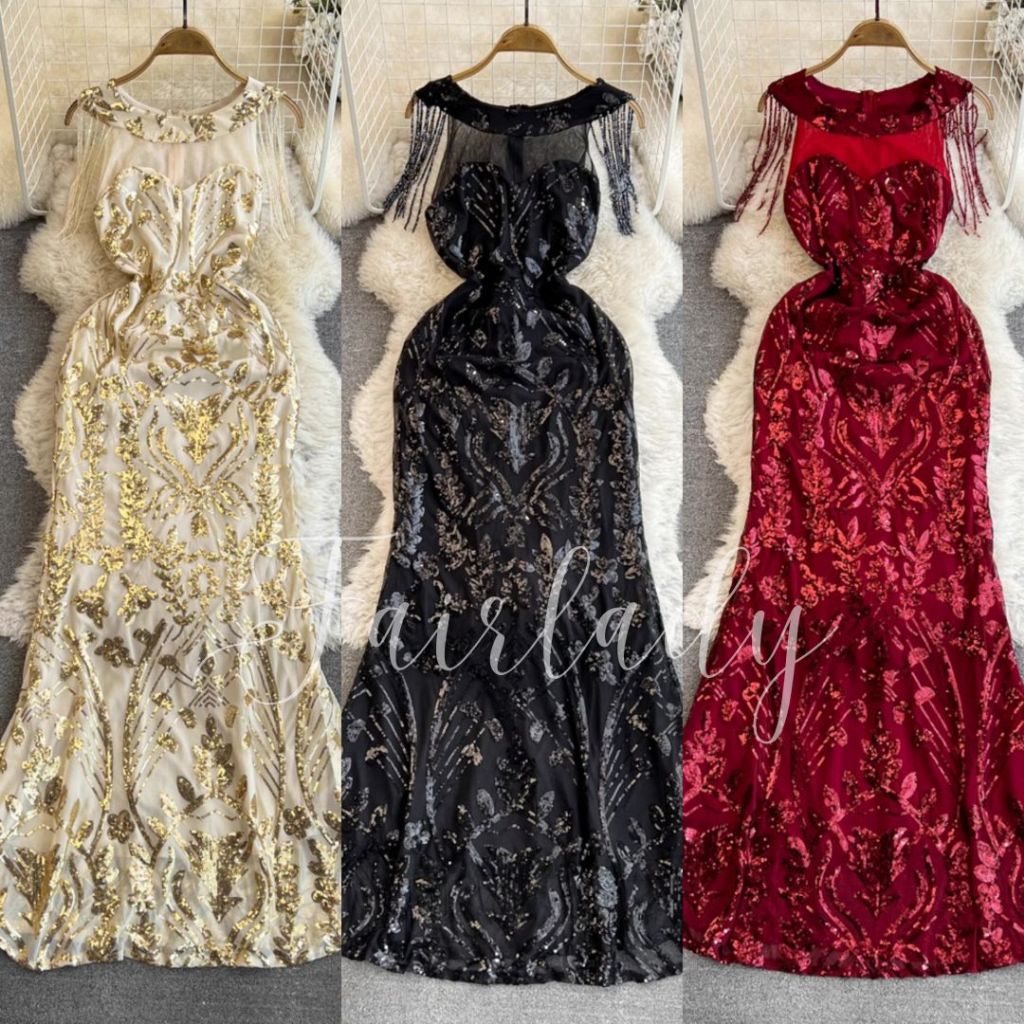 [READY STOCK] LD 80-102 Alissa Maxi Beads Sequin Dress Korean Style Premium Fairlady 04/09