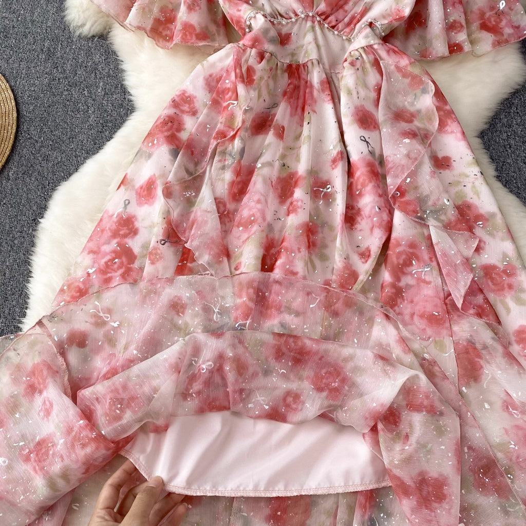 LD 92-94 Naoki Floral Pearl Chiffon Dress Fairlady 152