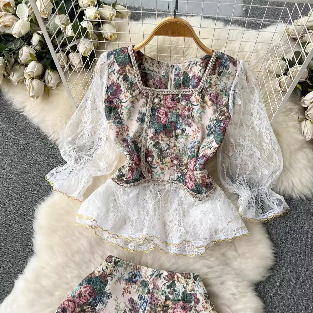 LD 102/78 Lavendra Floral Set Top+Shorts Fairlady 158