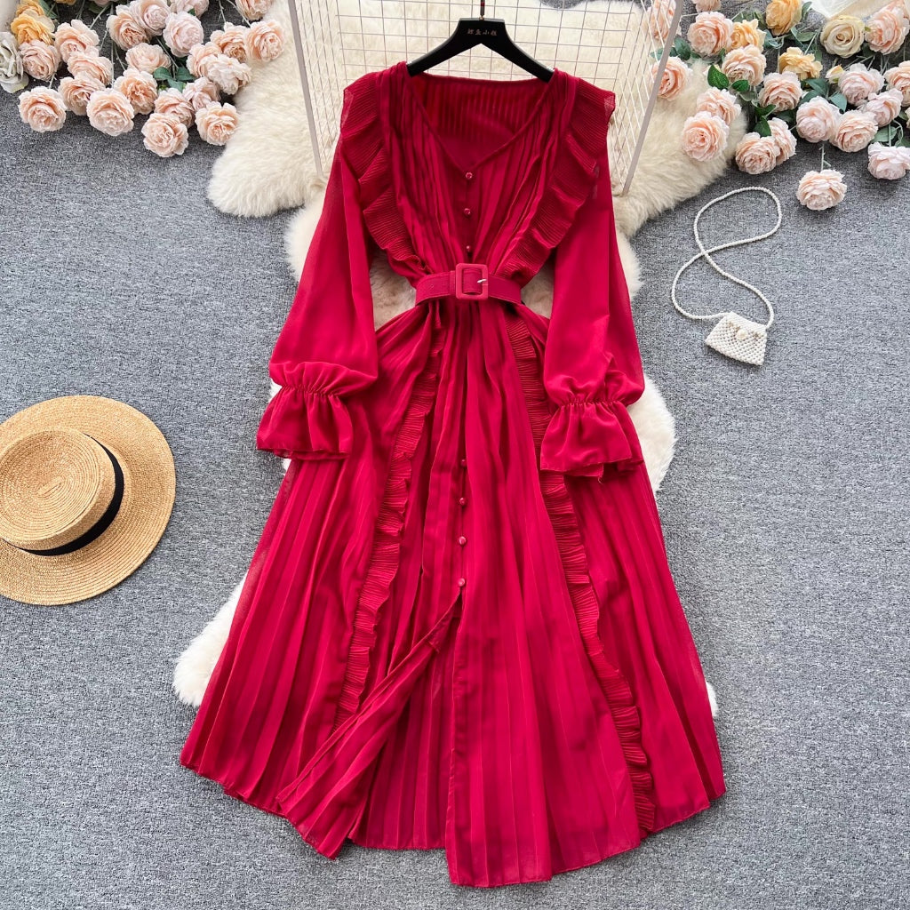 LD 96 Lilia Chiffon Ruffle Dress Lengan Panjang Fairlady 170