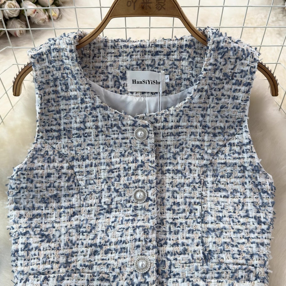 [READY STOCK] LD 92 Erica Tweed Vest Korean Style Premium Fairlady 16/07
