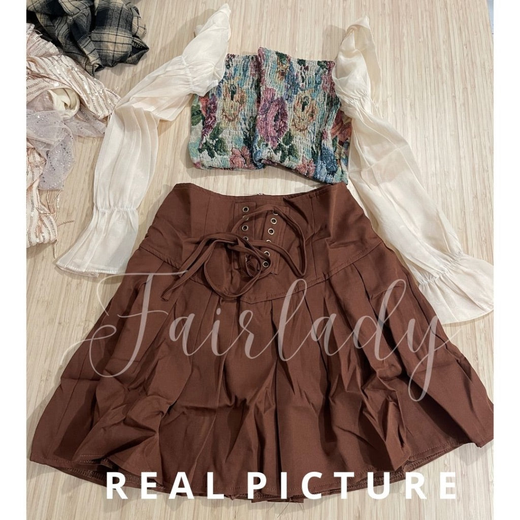 LD 90/70 Sarena Brown Floral Set Top+Skort Fairlady 158