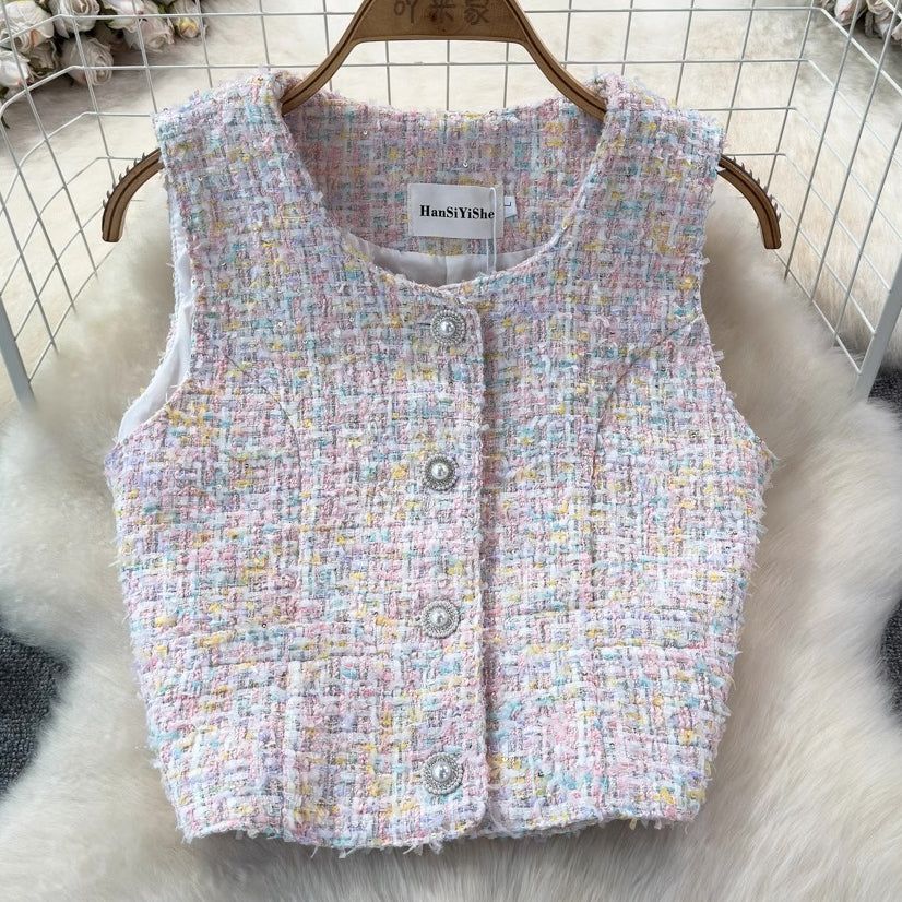 [READY STOCK] LD 92 Erica Tweed Vest Korean Style Premium Fairlady 16/07