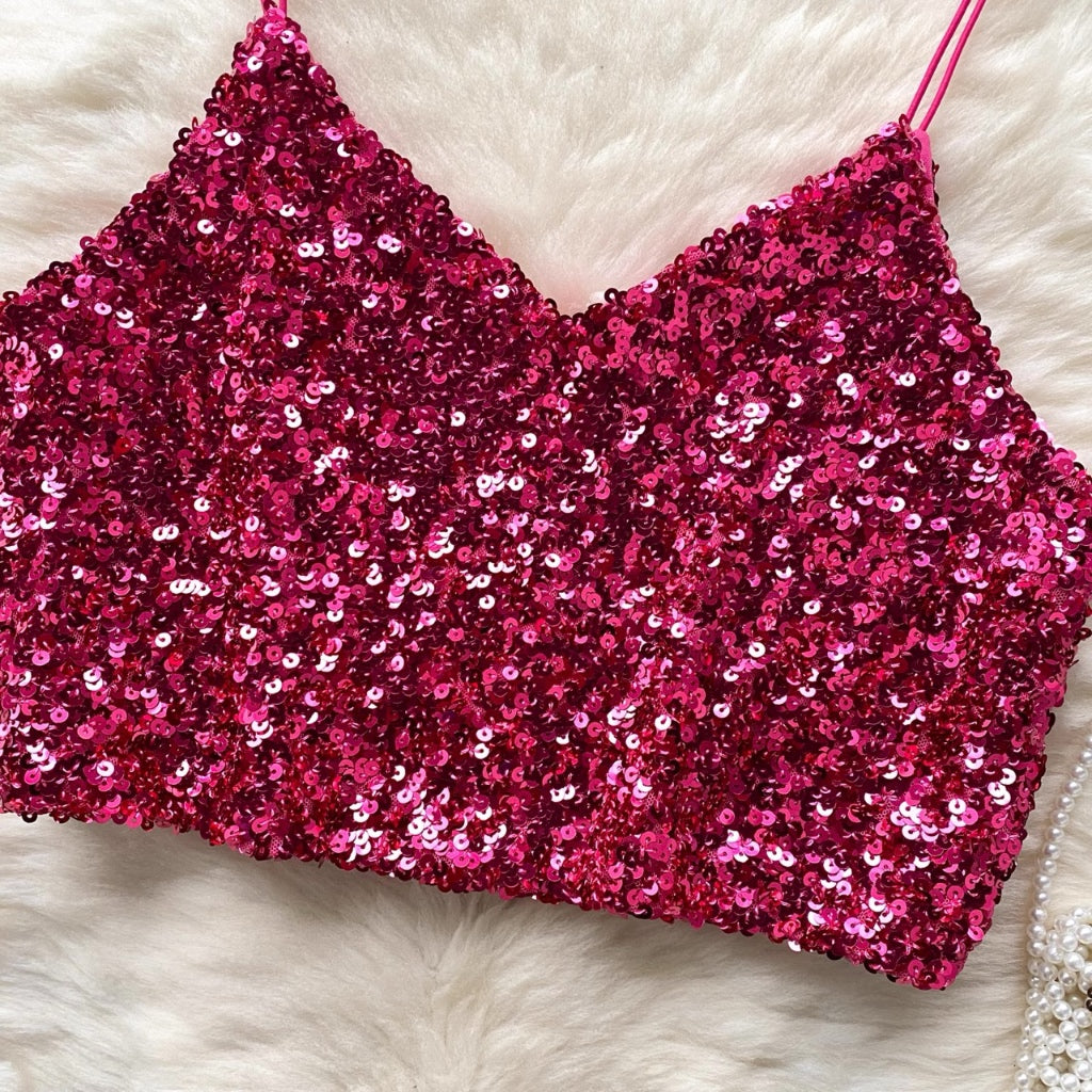 [READY STOCK] Adele Sequin Crop Top Pesta Korean Style Premium Fairlady 23/07