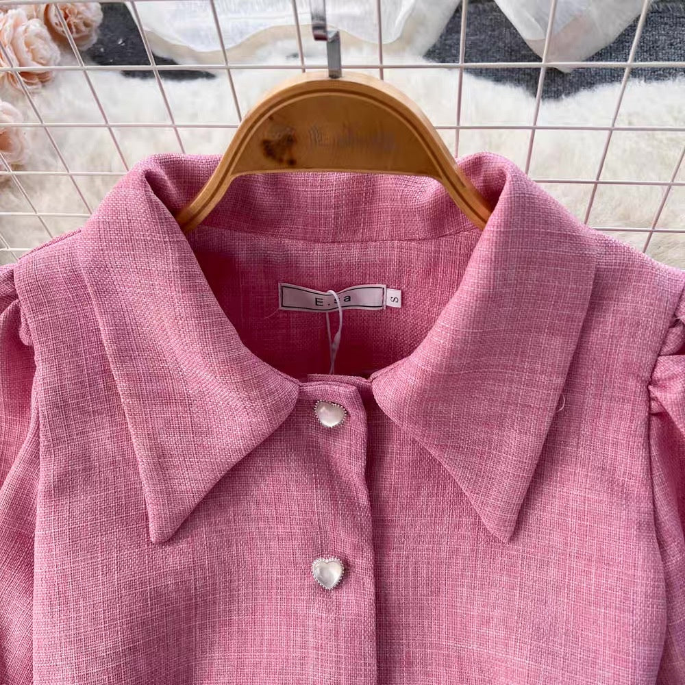 LD 82/64 Vanessa Casual Pink Tweed Set Top+Skirt Fairlady 158