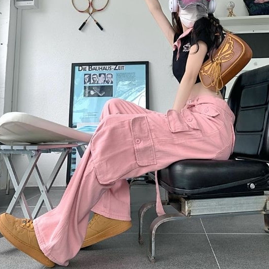 LP 76 Jacina Cargo Pants Black & Pink Fairlady 136