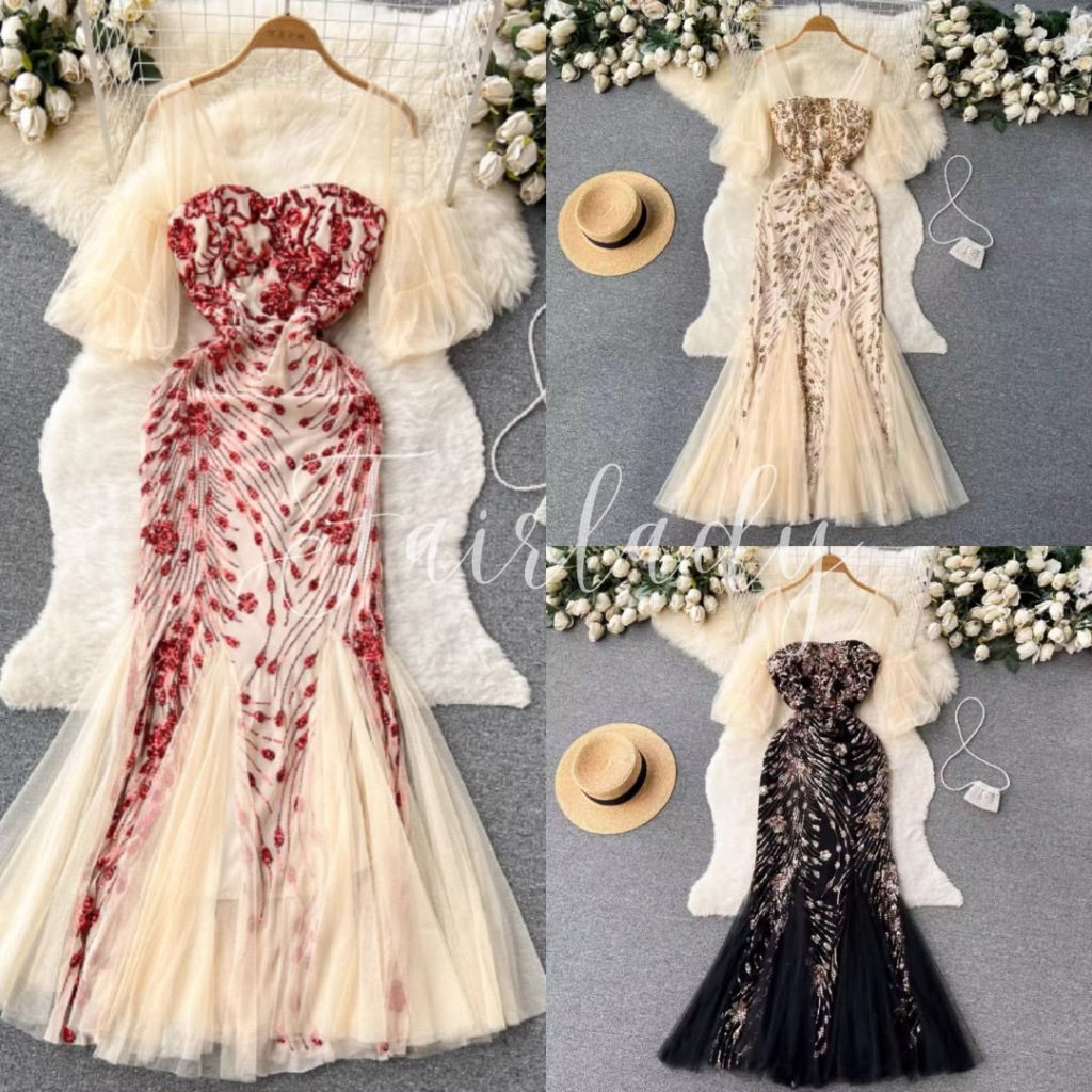 [READY STOCK] BIG LD 78-102 Divya Sequin Party Dress Pesta Korean Style Premium Fairlady_id 181