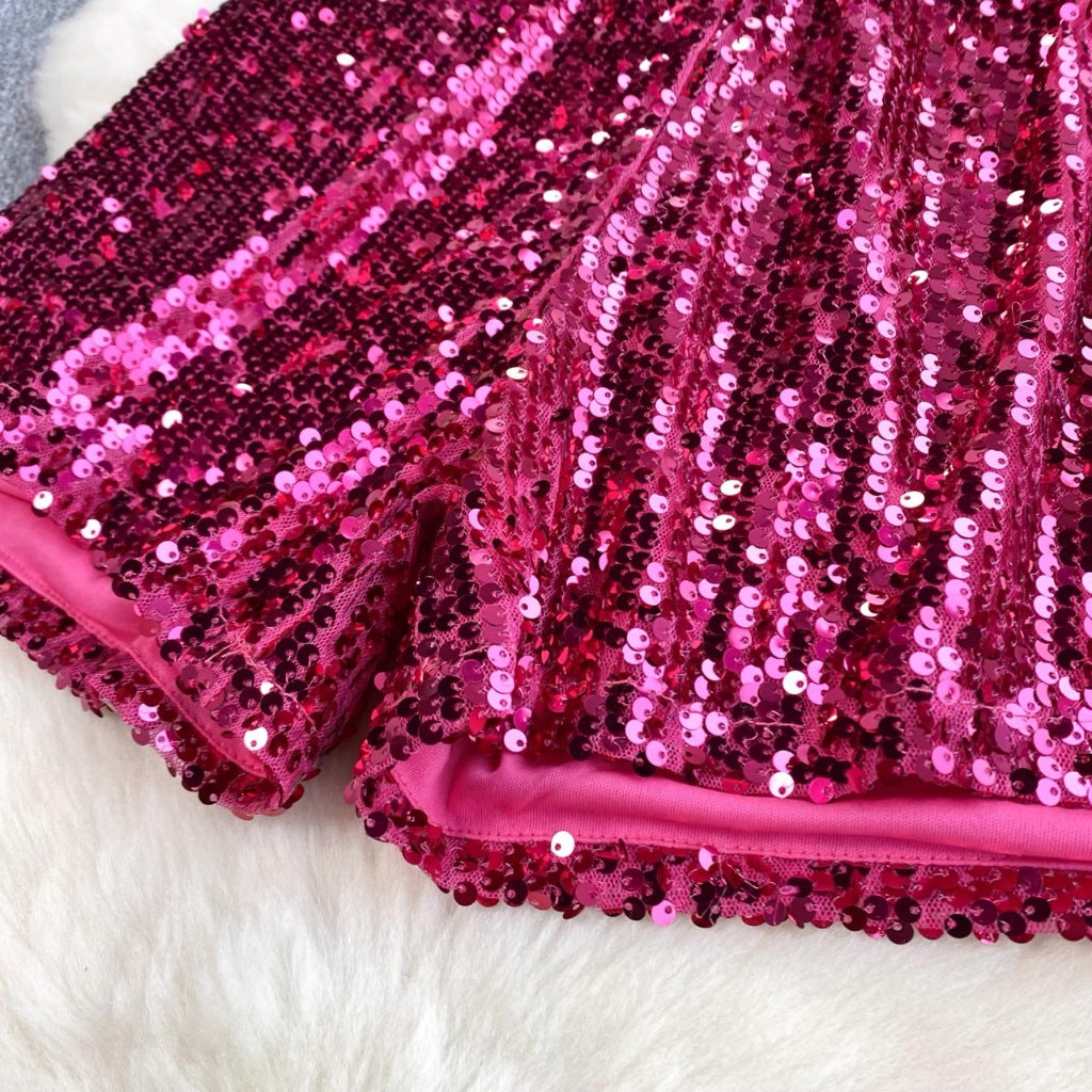 [READY STOCK] Eve Sequin (Fuchsia) Party Shorts Korea Pesta Wanita Korean Style Premium Fairlady_id 10/07