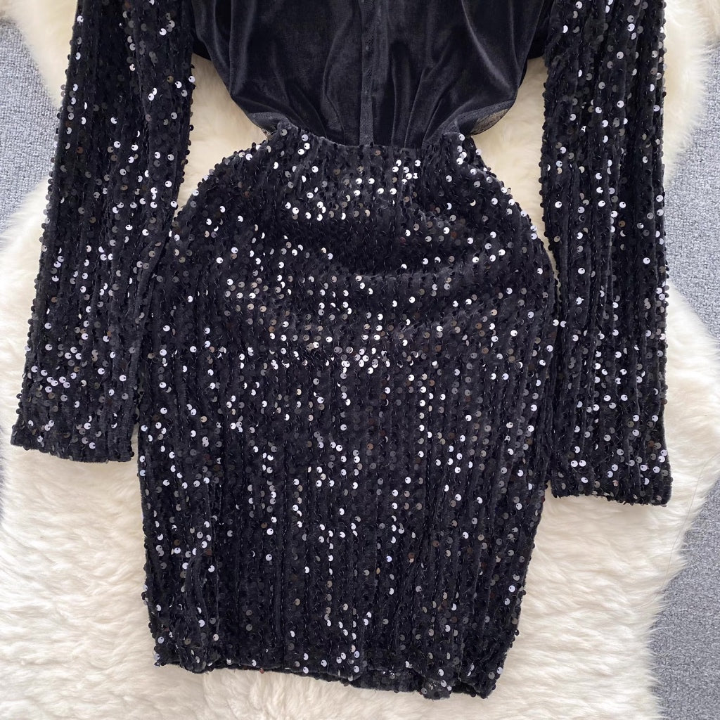 LD 90-100 Lauren Velvet Sequin Mini Dress