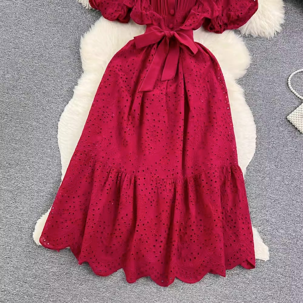 LD 92 Marissa Red/Pink Brukat Katun Bordir Dress Fairlady 162