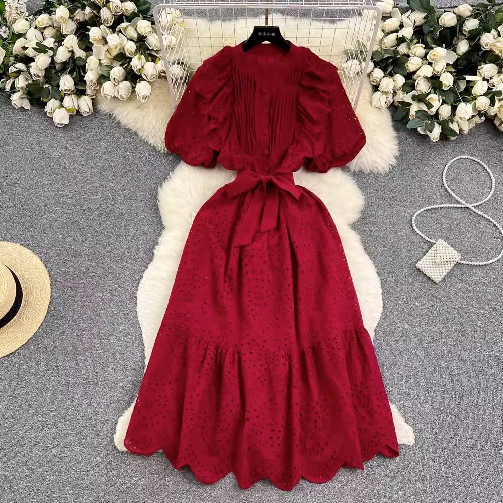 LD 92 Marissa Red/Pink Brukat Katun Bordir Dress Fairlady 162