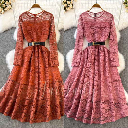 [READY] LD 92 Carole Pink/Orange Brukat Dress Korean Style Premium Fairlady_id 139