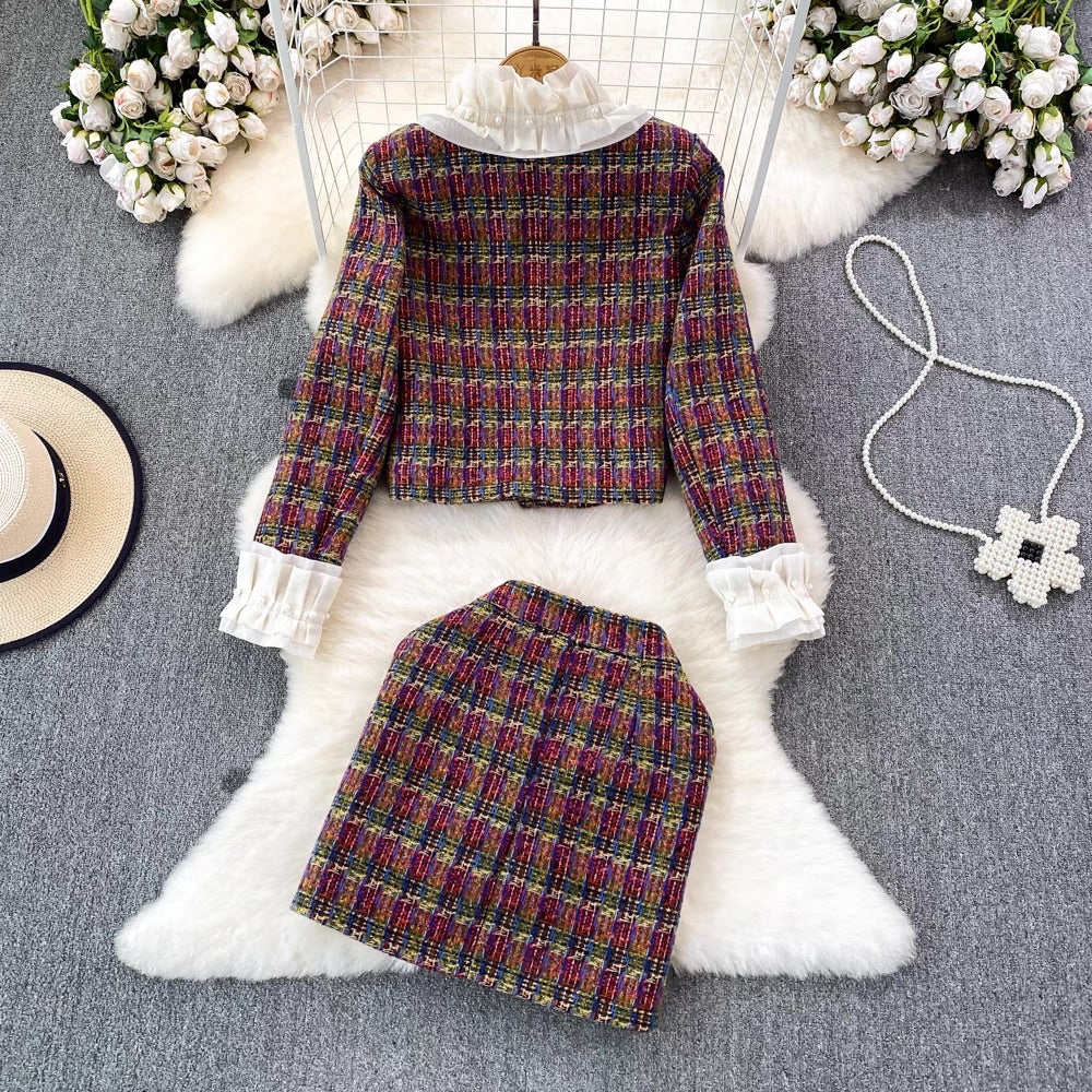 [READY] Tessa Tweed Pearl Set Blazer+Skort