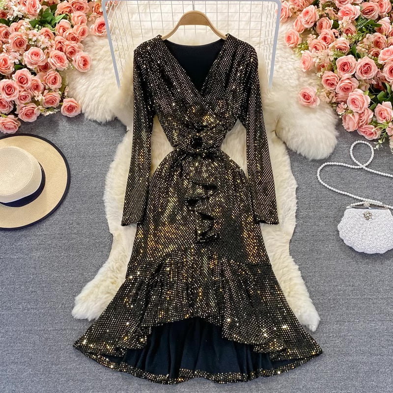 [READY] LD 82-98 Melly Sequin Party Midi Dress Pesta Korean Style Fairlady_id 06/05