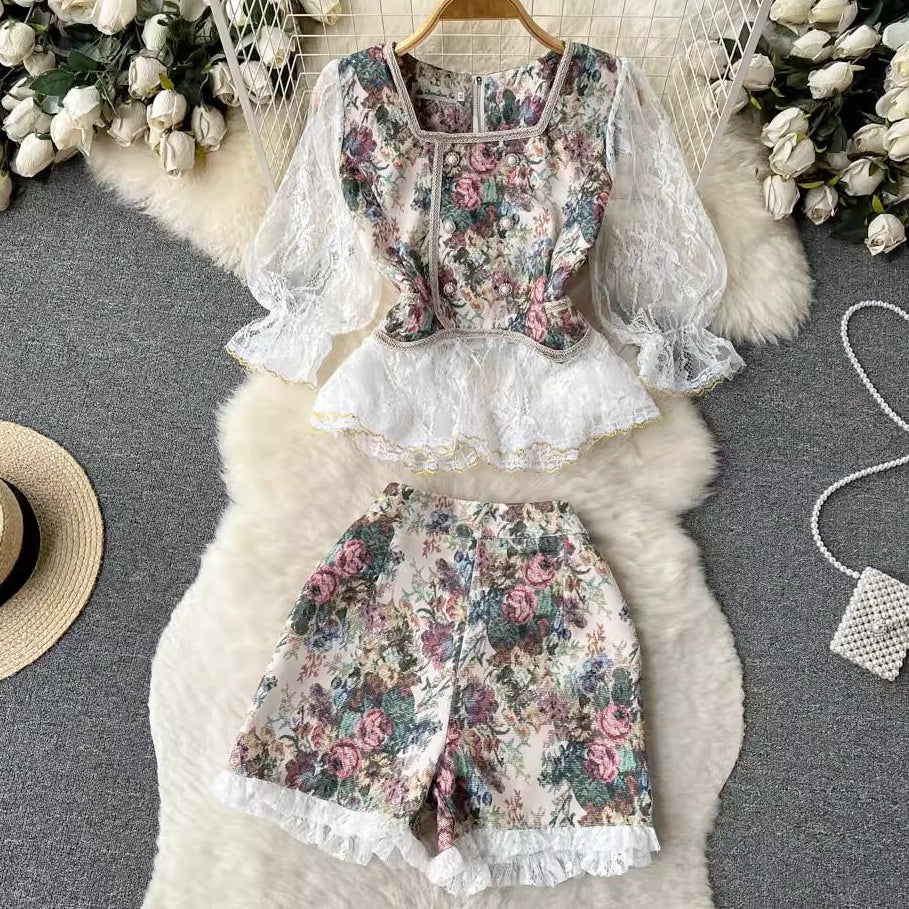 LD 102/78 Lavendra Floral Set Top+Shorts Fairlady 158