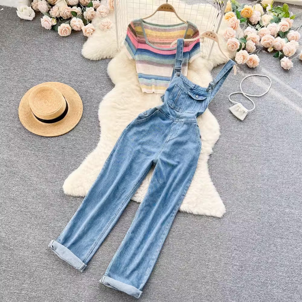 LD 100/84 Janice Set Knit Top+Jumper Denim Jeans Fairlady 158