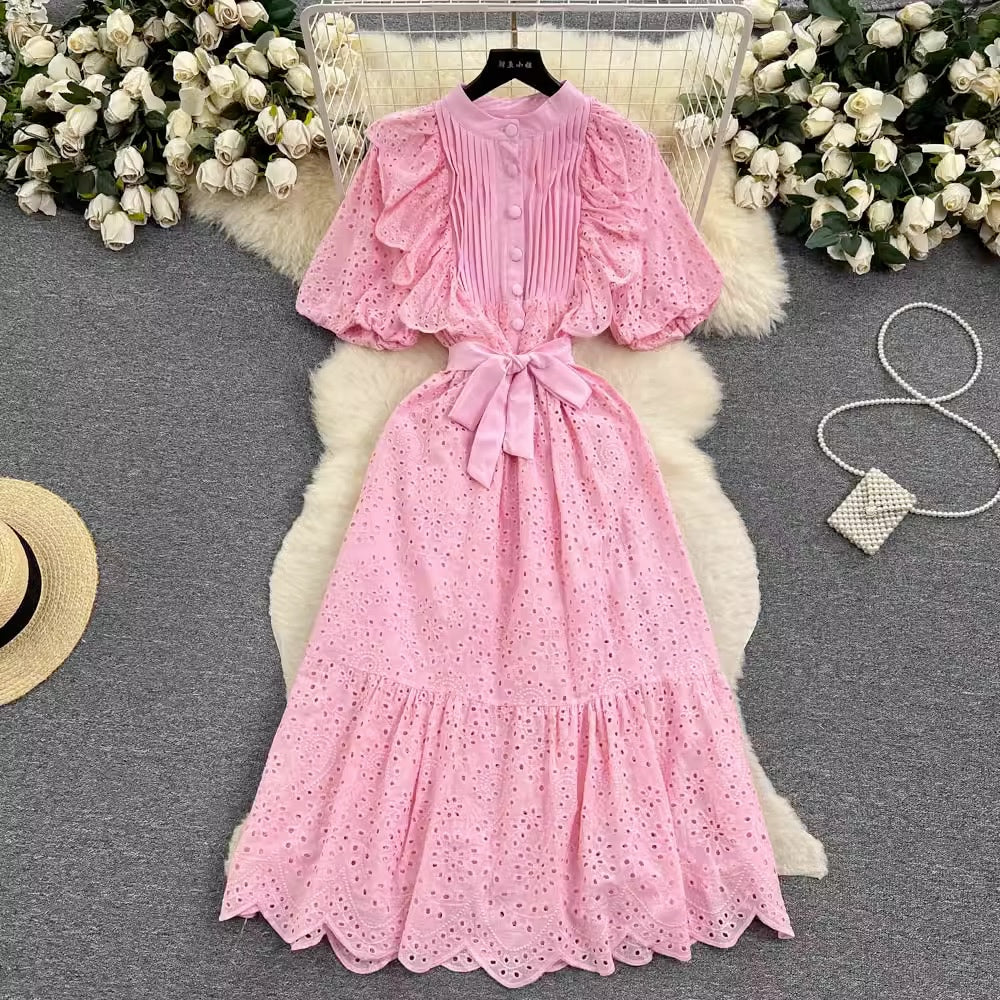 LD 92 Marissa Red/Pink Brukat Katun Bordir Dress Fairlady 162